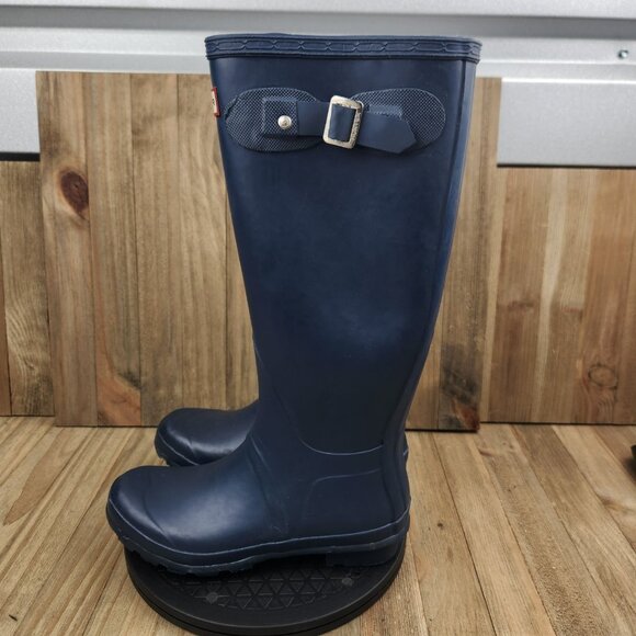 Womens Hunter Boot Original size 6 Tall Navy Blue Mid Calf Rain Boots - Picture 1 of 14